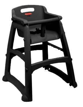 Rubbermaid FG780508BLA Sturdy Chair™ Youth Seat With Wheels, Safety Harness With Release Mechanism, With Microban Antimicrobial Product Protection, Stackable, Meets Astm, Tuv Standards, Fit Under Table With O Tray, Black, S.o.s. (special Order Smallwares) Product; See Sos